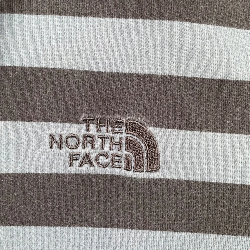 The North Face Mens XL Full Zip Hoodie Blue Black Striped Sweatshirt Logo